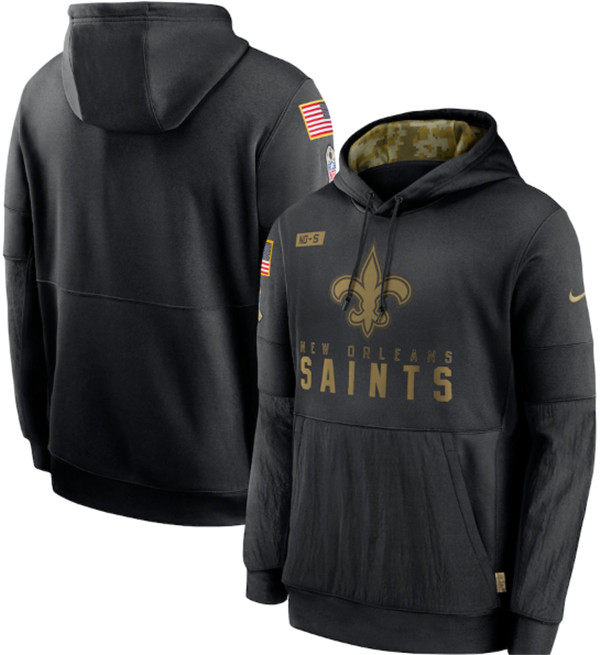 Men's New Orleans Saints 2020 Black Salute to Service Sideline Performance Pullover NFL Hoodie